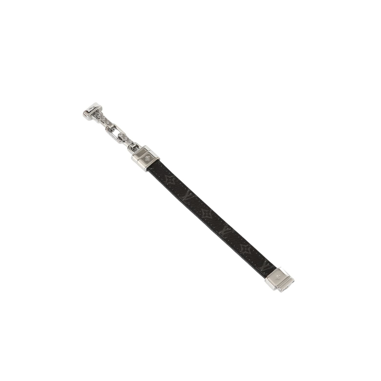 Louis Vuitton Leather Bracelet with Silver Clasp